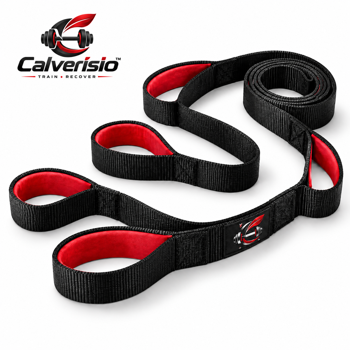 Calverisio™ Multi-Loop Stretching Strap | 180 cm Yoga & Mobility Strap with Padded Loops for Flexibility, Warm-Up & Recovery