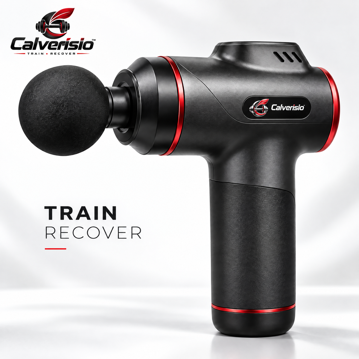 Calverisio™ Percussion Massage Gun | Handheld Muscle Recovery Massager with High-Impact Massage Head, Cooling Vent & One-Button Control