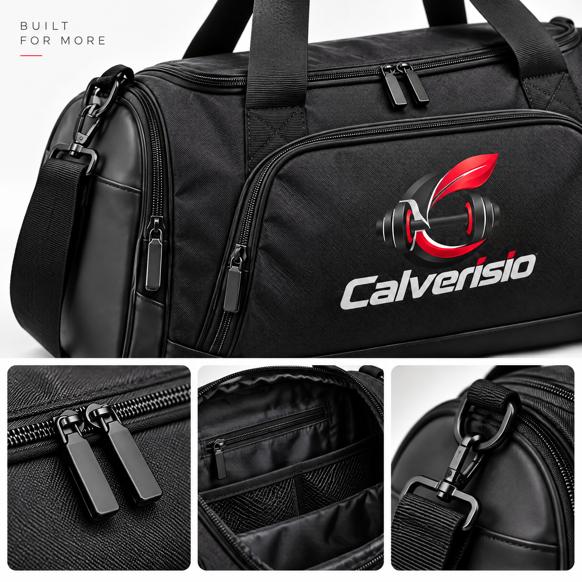 Calverisio™ Gym Duffel Bag | Spacious Training Bag with Separate Shoe Compartment, Padded Shoulder Strap & Multi-Pocket Storage