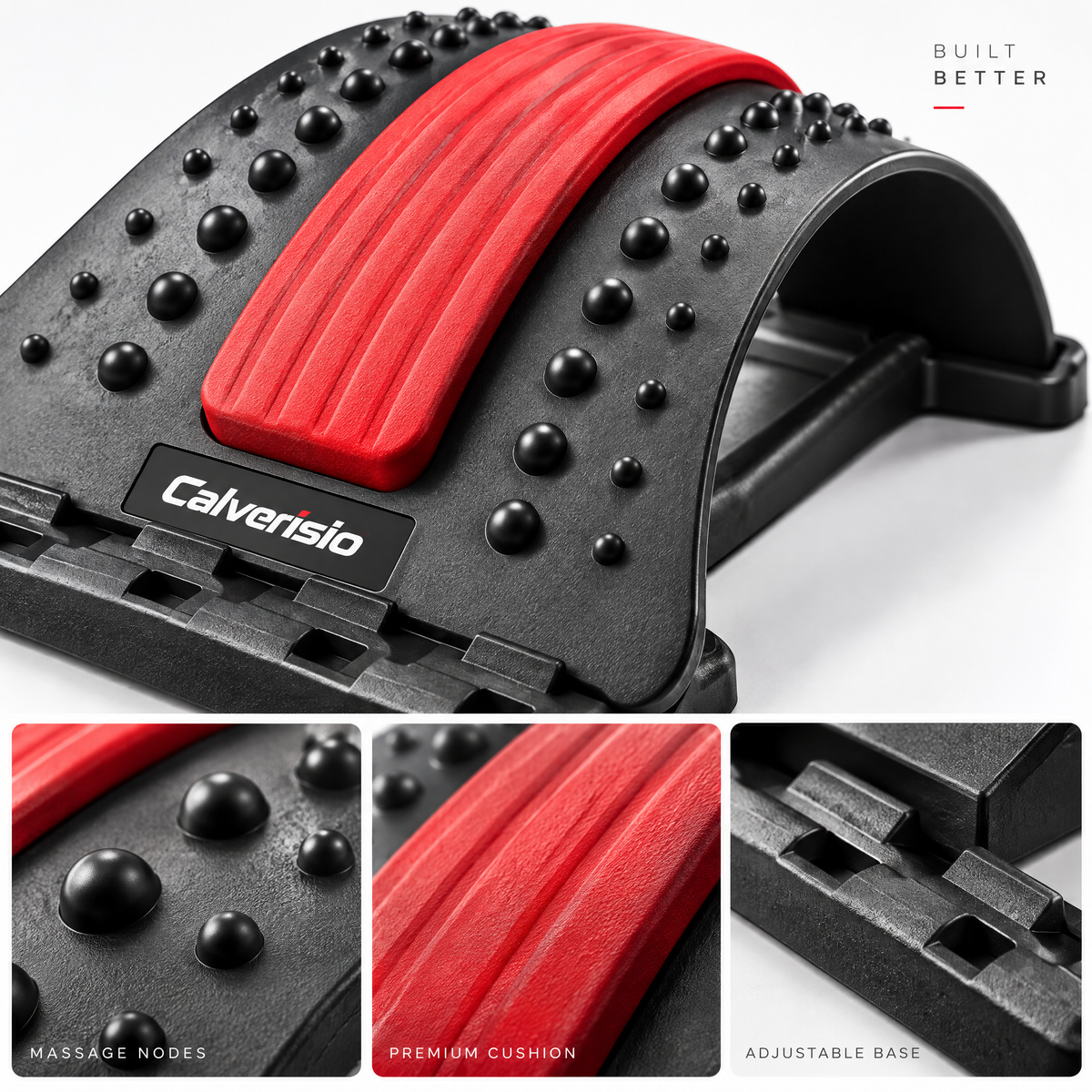 Calverisio™ Adjustable Back Stretching Support | Curved Lumbar Stretcher with Massage Nodes for Mobility, Stretching & Recovery