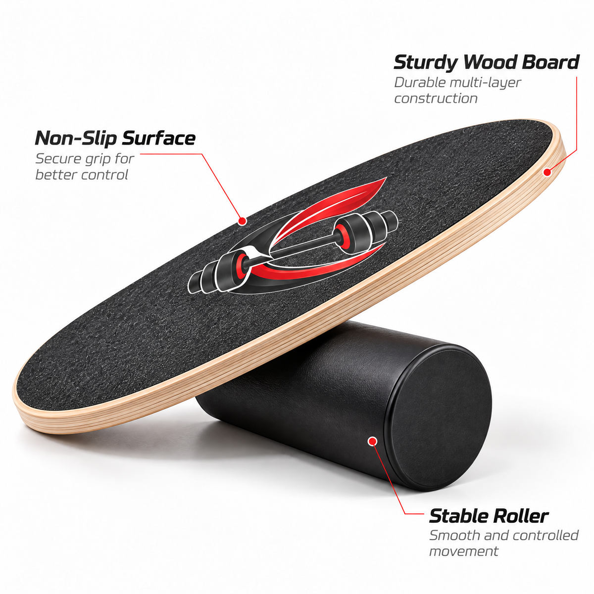 Calverisio™ Wooden Balance Board & Roller Set | Non-Slip Training Board for Balance, Core Strength, Coordination & Stability