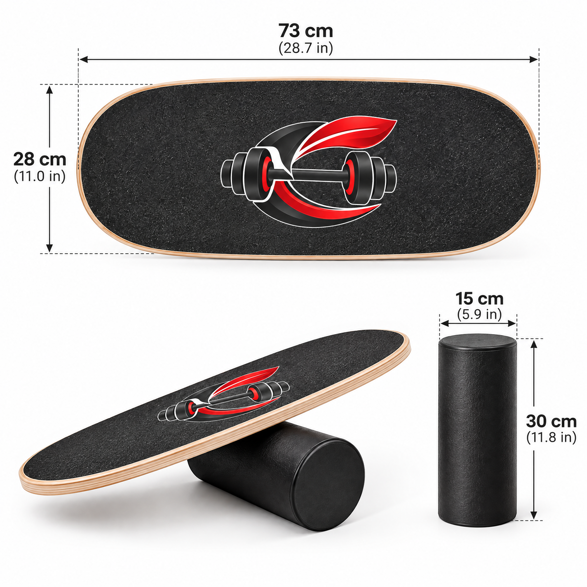 Calverisio™ Wooden Balance Board & Roller Set | Non-Slip Training Board for Balance, Core Strength, Coordination & Stability