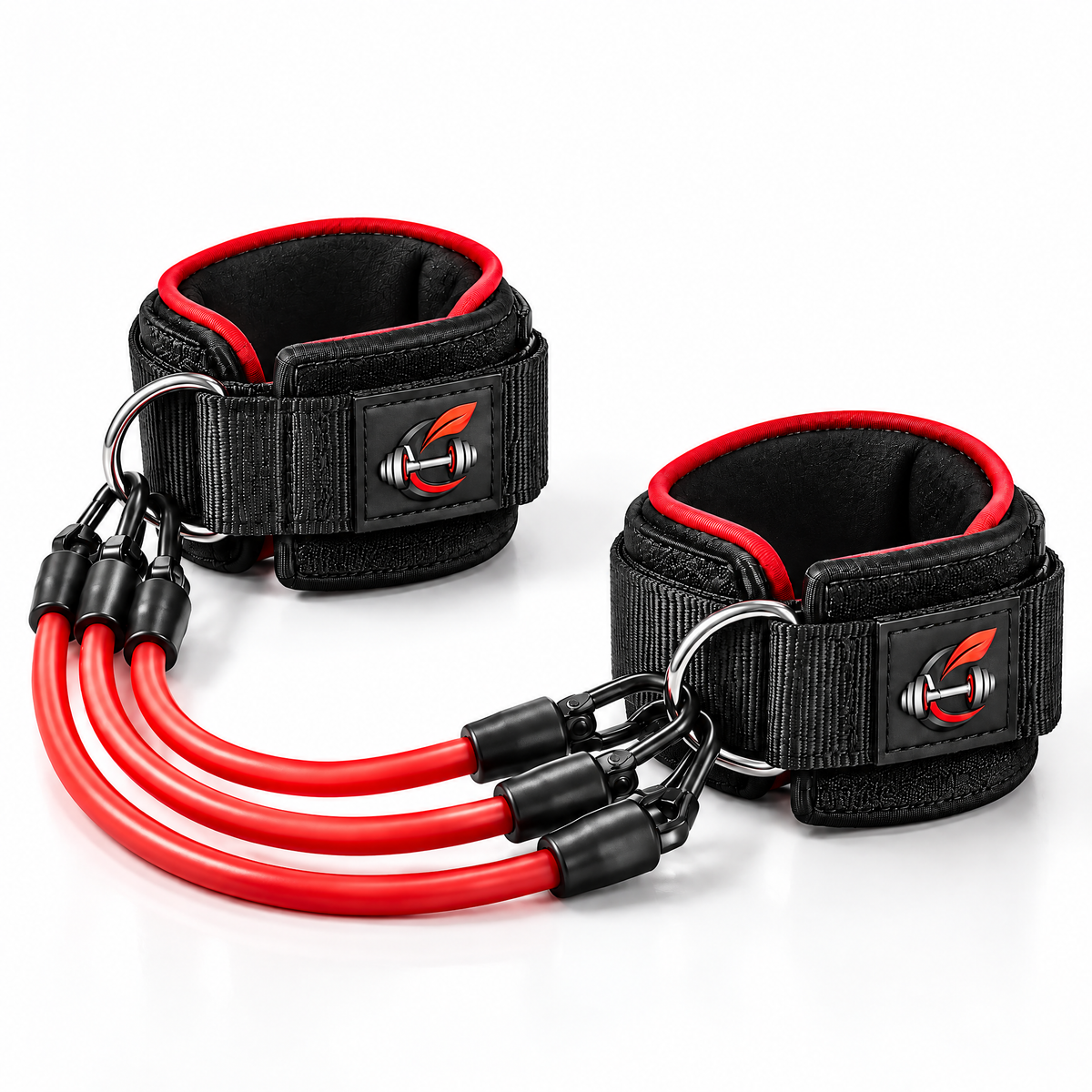 Calverisio™ Ankle Resistance Bands Set | Adjustable Padded Ankle Straps with Multi-Tube Resistance System for Glute, Leg & Lower-Body Training