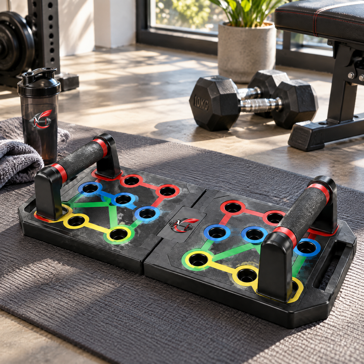Calverisio™ Foldable Push-Up Board | Multi-Position Upper-Body Training System with Non-Slip Handles & Compact Storage Design