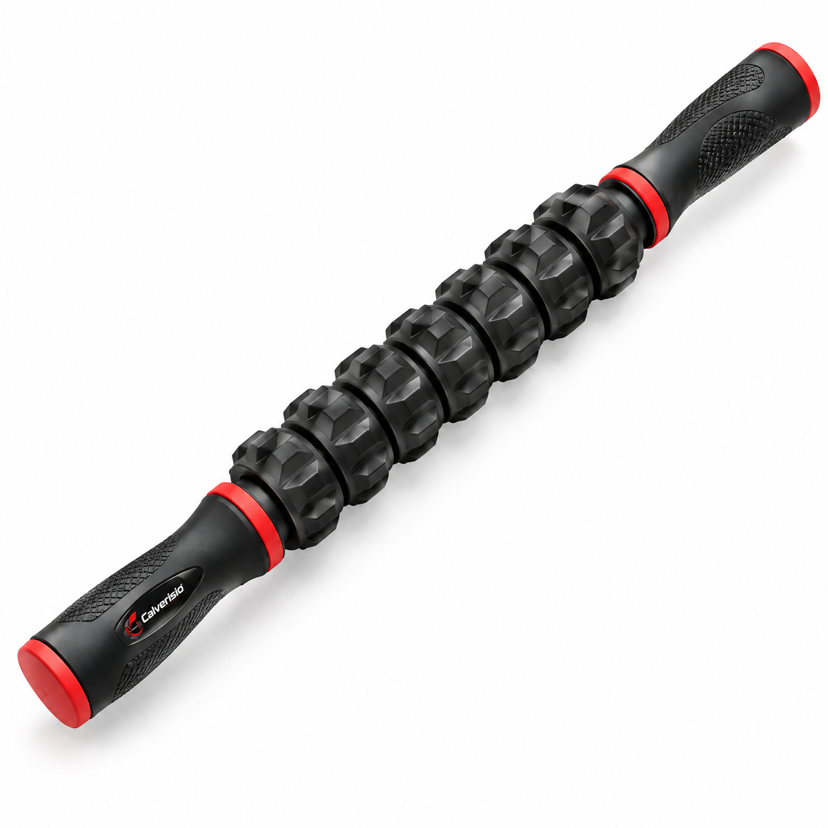 Calverisio™ Muscle Massage Roller Stick | 5-Wheel Textured Recovery Roller with Ergonomic Handles for Legs, Arms & Full-Body Mobility